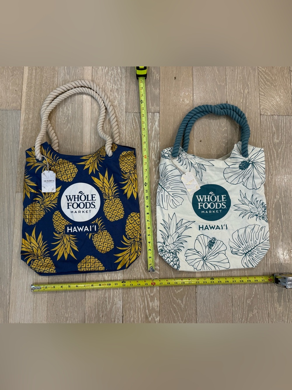 2 Whole Foods Market Exclusive Hawai'i designs Pineapple & Floral Tote Bag NWT - Picture 2 of 3